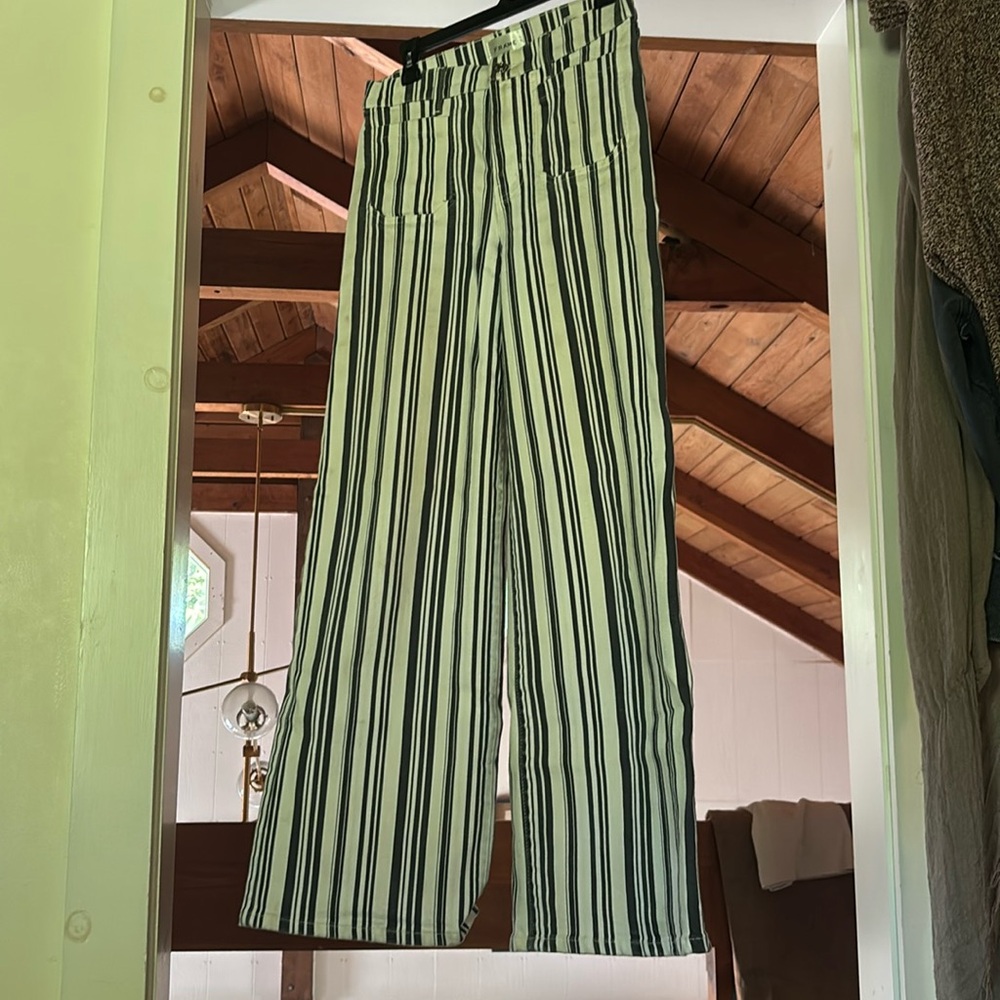 FRAME Le Slim Palazzo Striped Pants